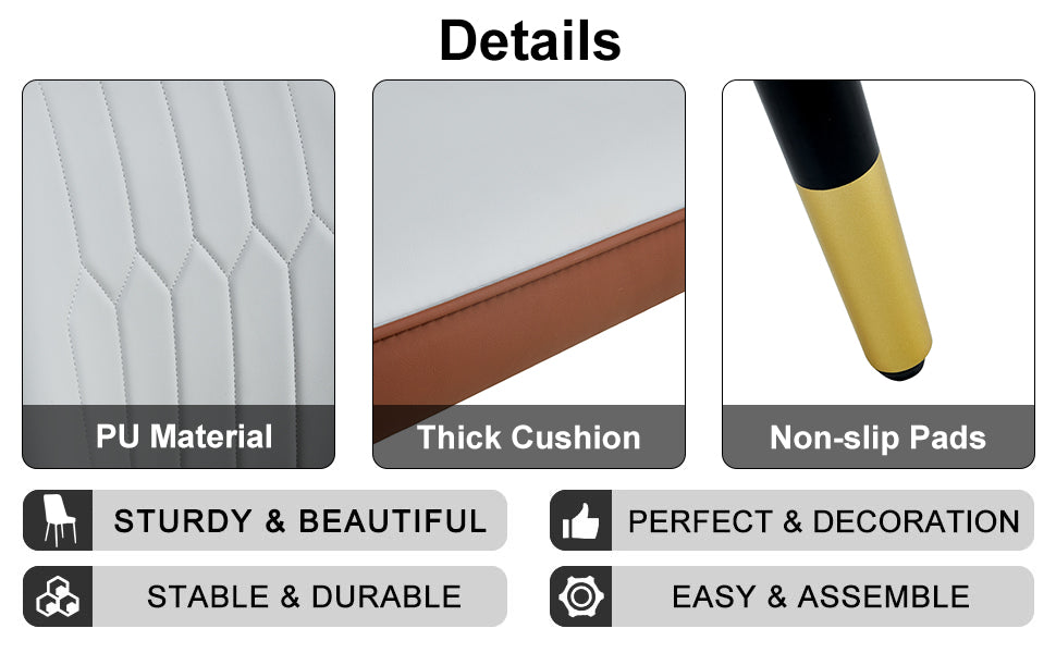 Closeup of white stitched PU material for comfortable seating
