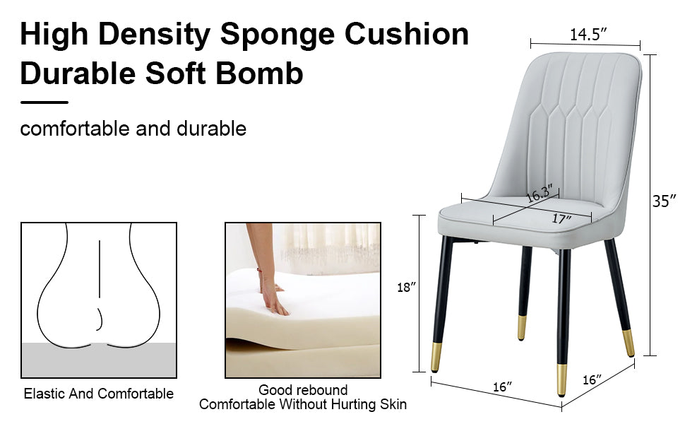Light gray upholstered dining chair with black legs