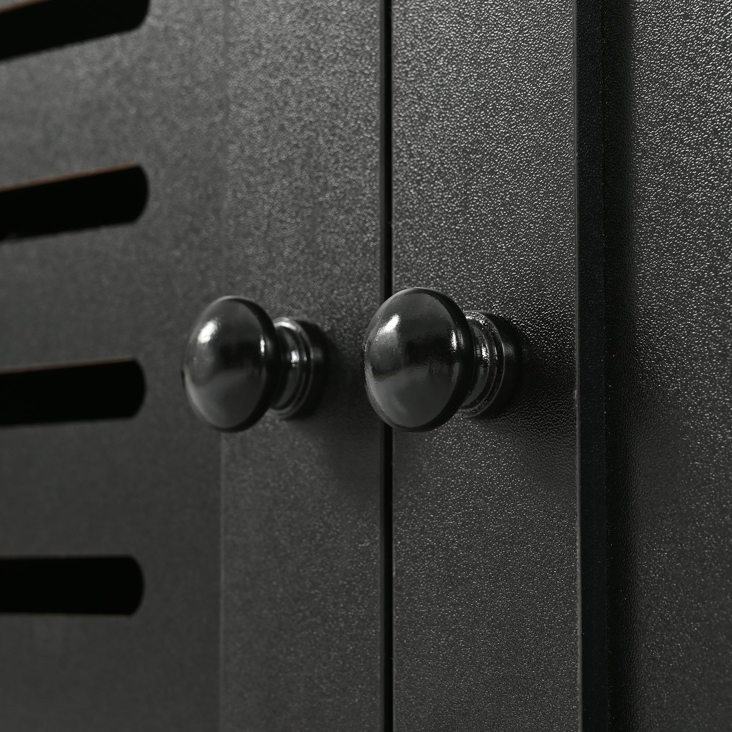 Black cabinet door knobs with textured finish
