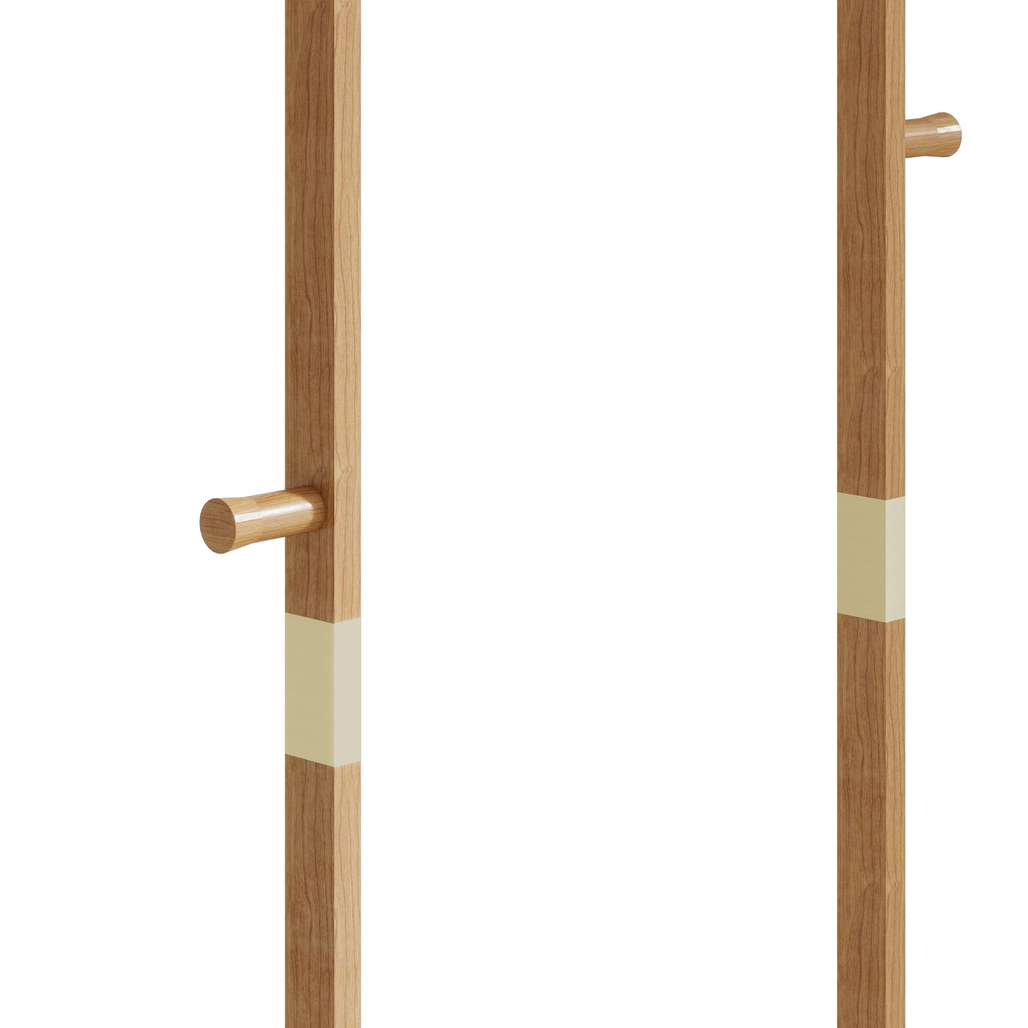 Natural wood towel bar with beige accent