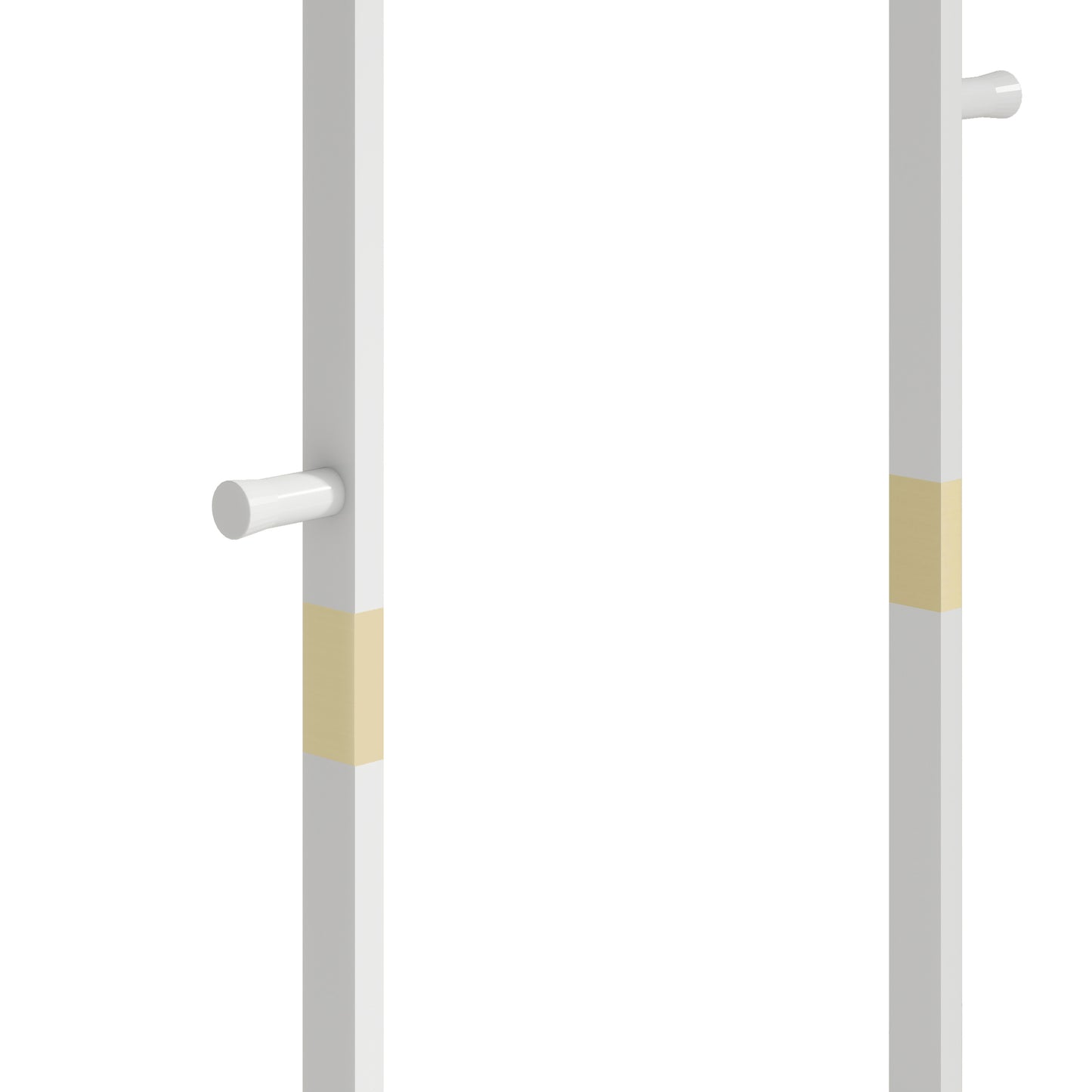 White Tbar cabinet pull with brushed brass accent for modern kitchens