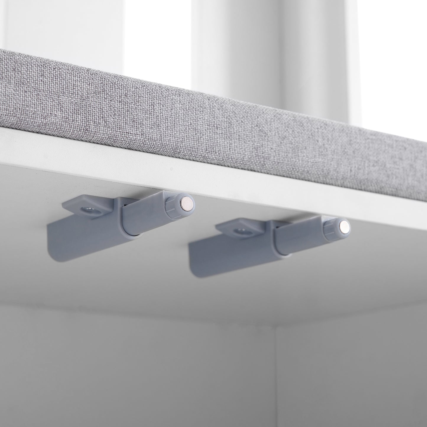 Gray plastic cabinet pushtoopen latches