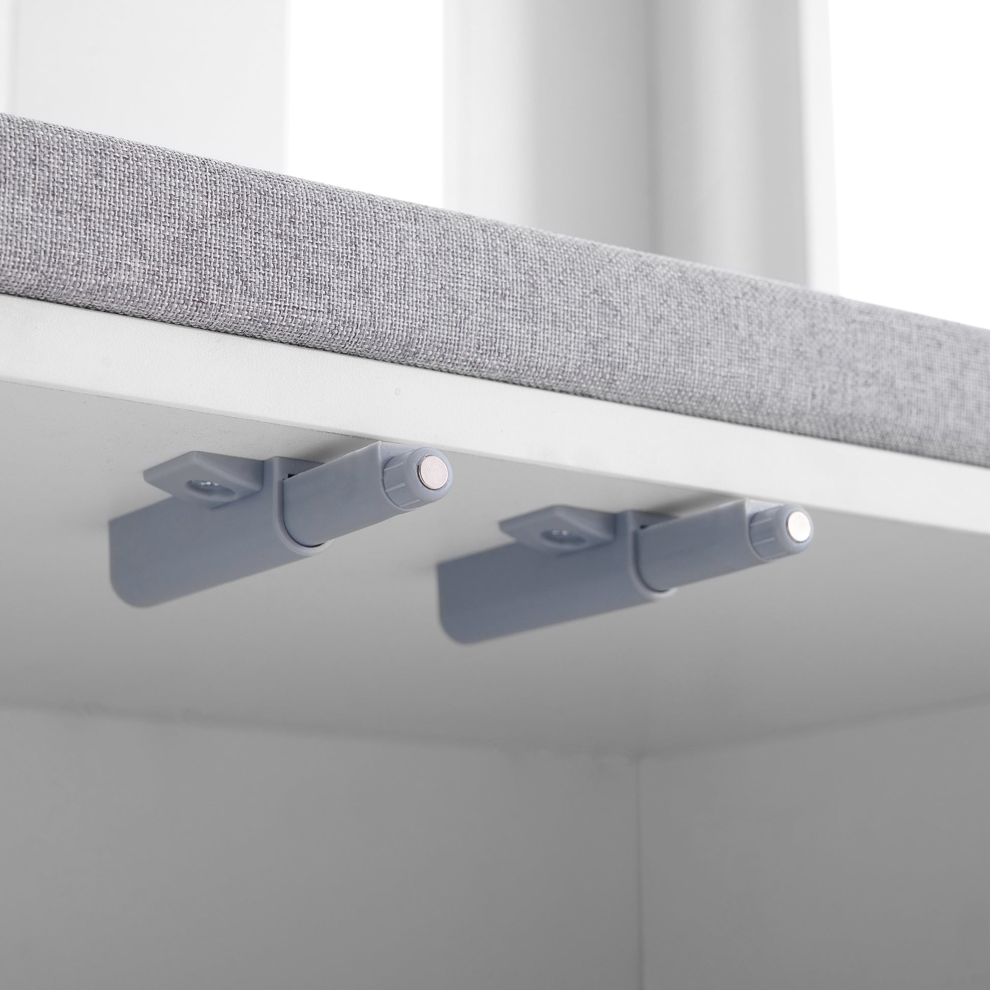 Gray plastic cabinet pushtoopen latches