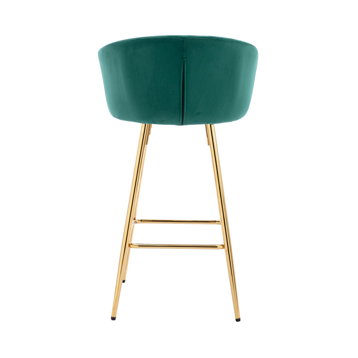 Emerald green velvet bar stool with gold metal legs