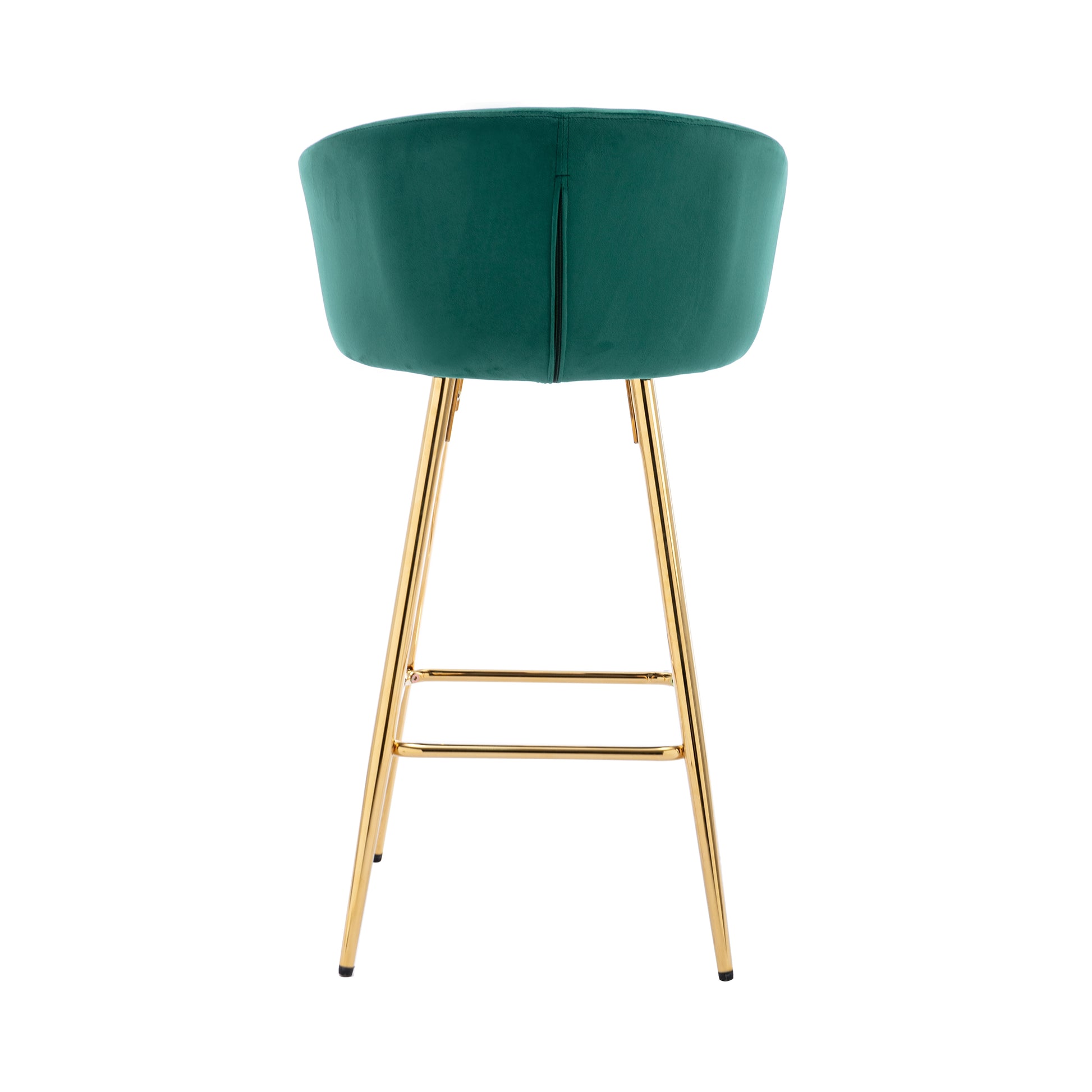 Emerald green velvet bar stool with gold metal legs