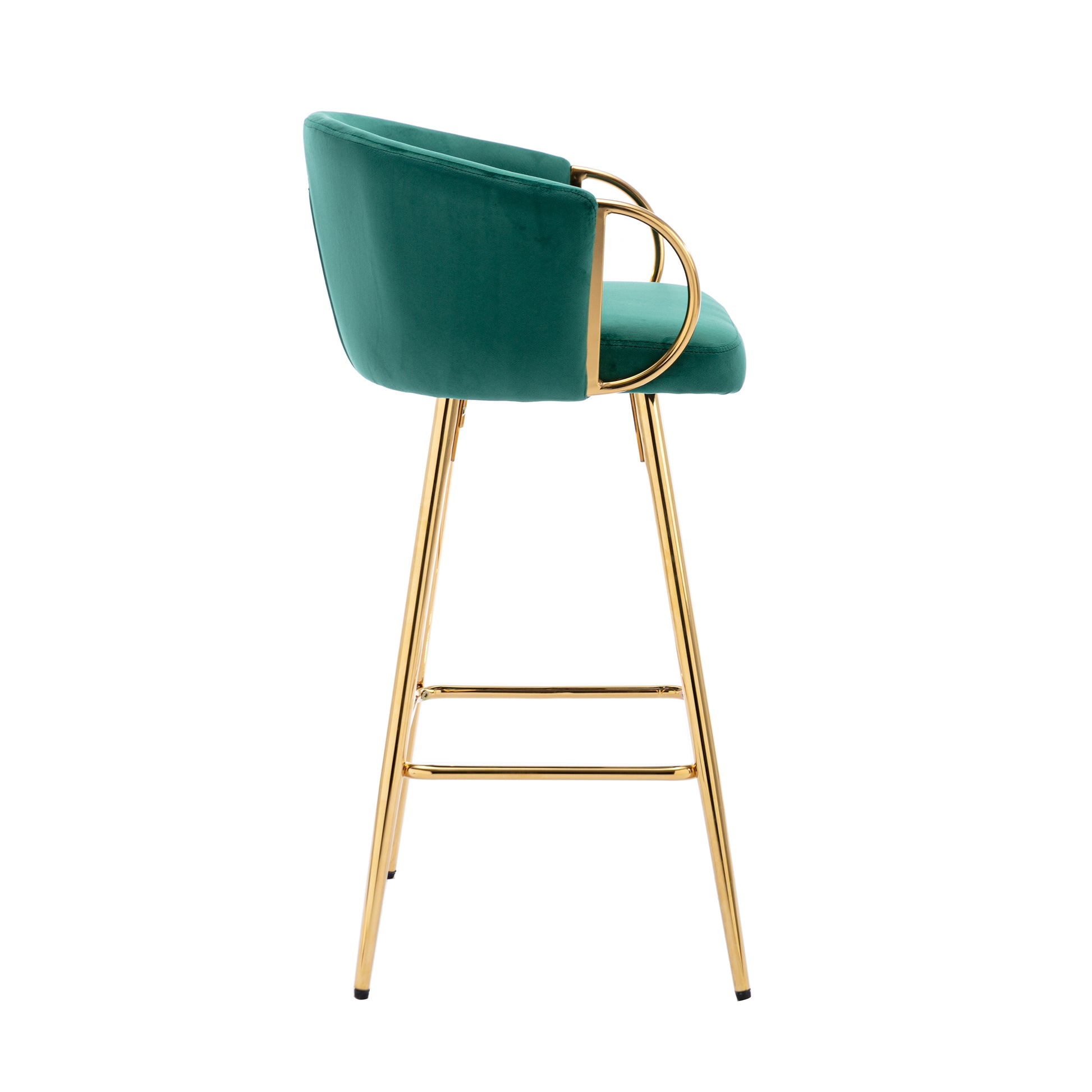 Green velvet bar stool with gold legs