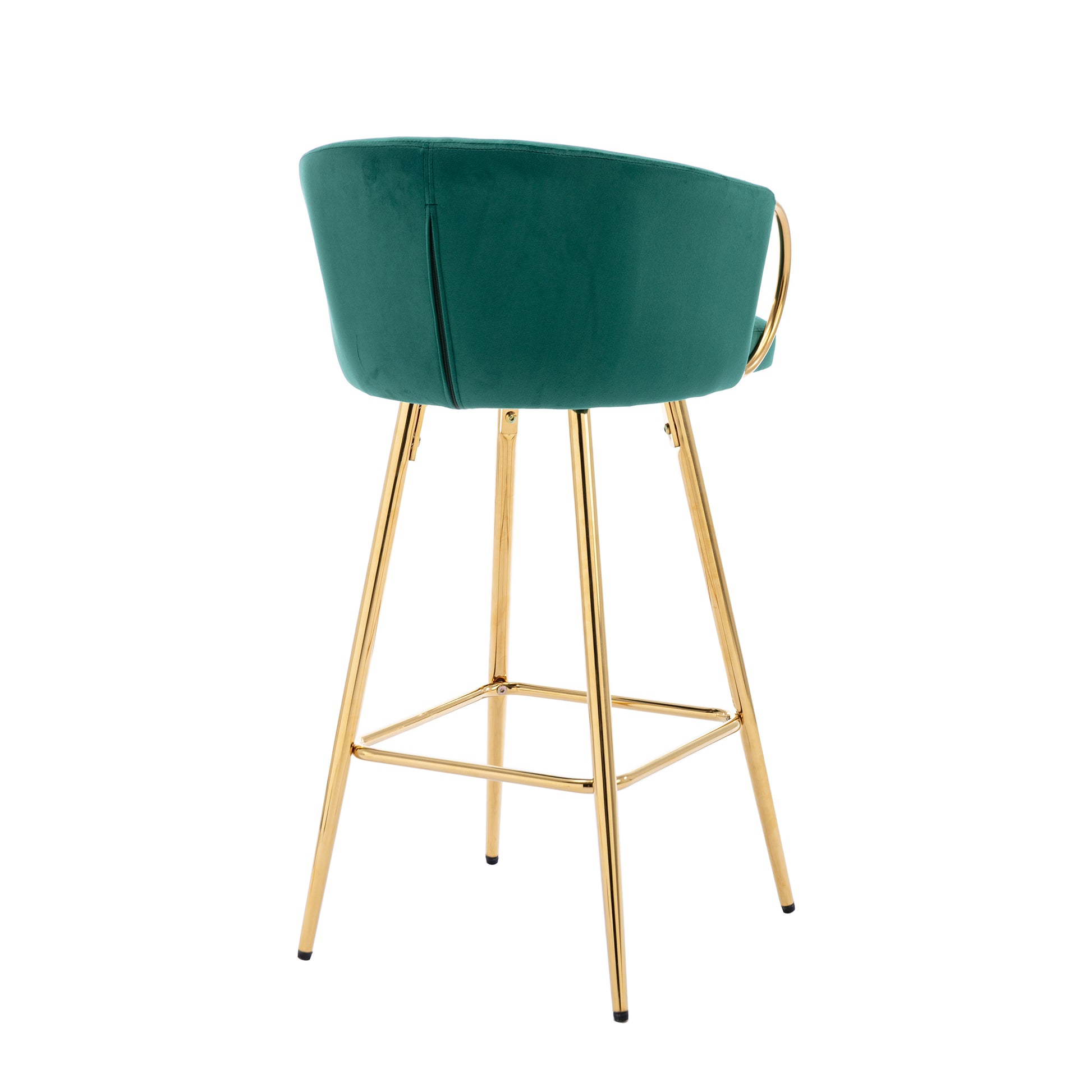Green velvet bar stool with gold metal legs