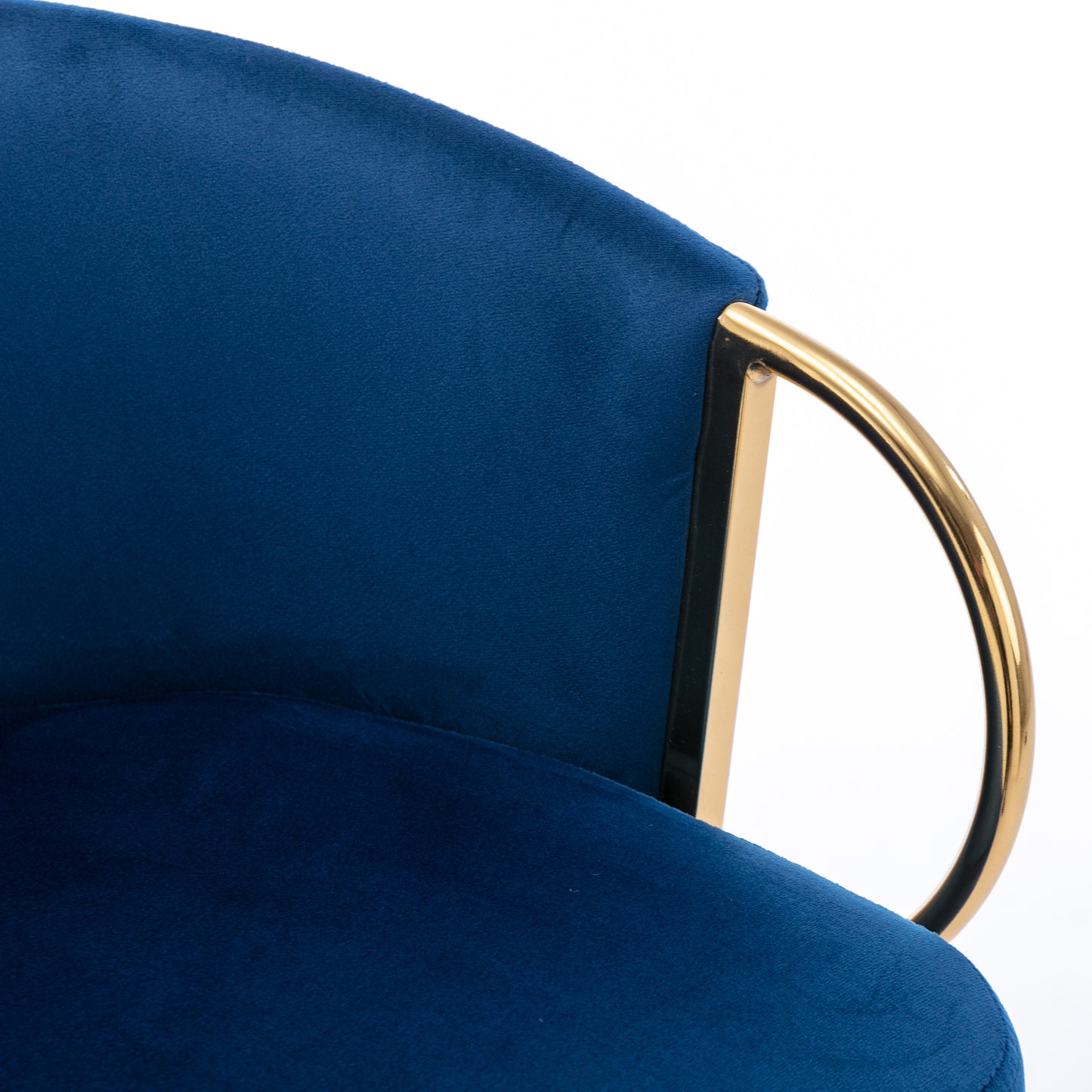 Navy velvet accent chair with polished gold metal frame