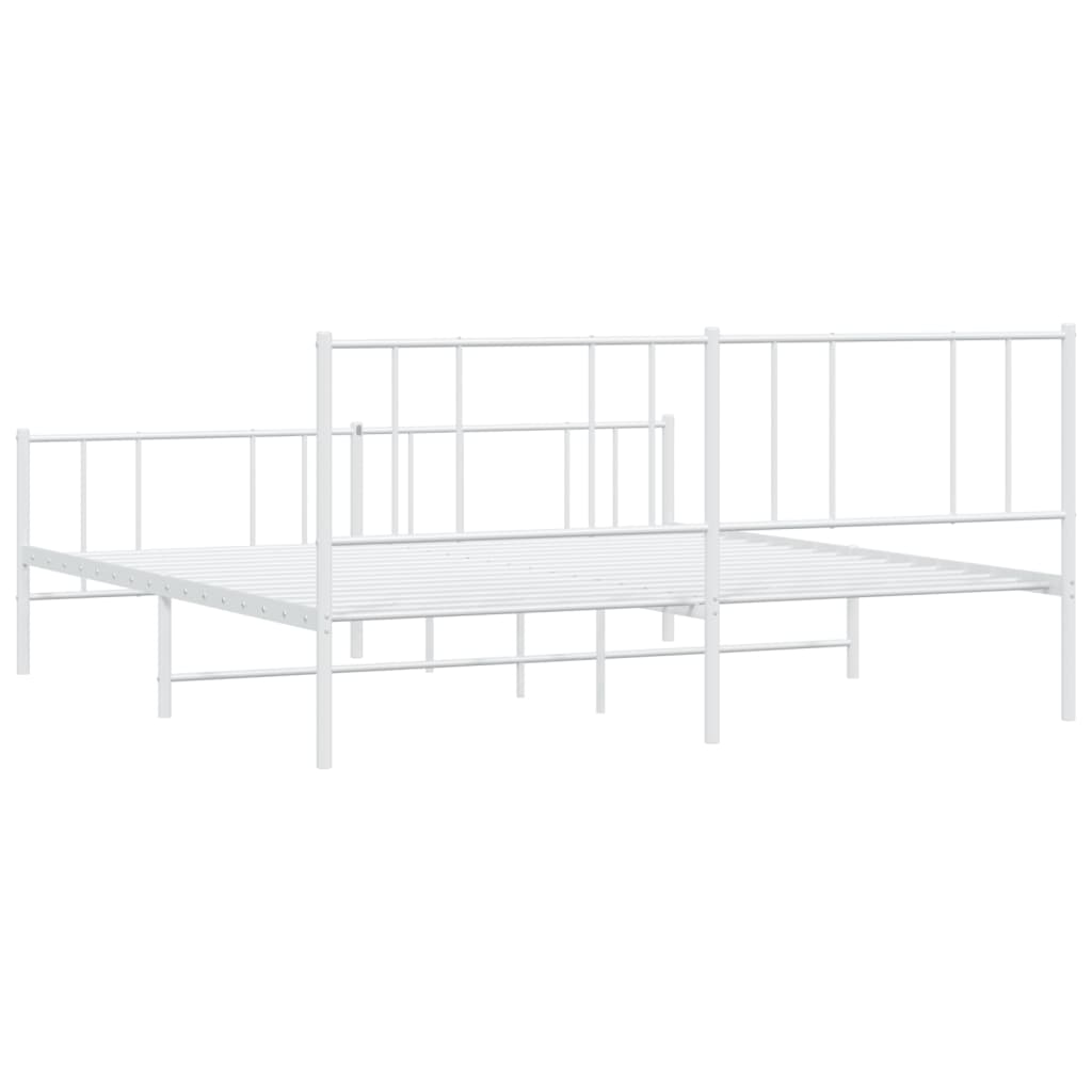 White metal twin bed frame with slatted support