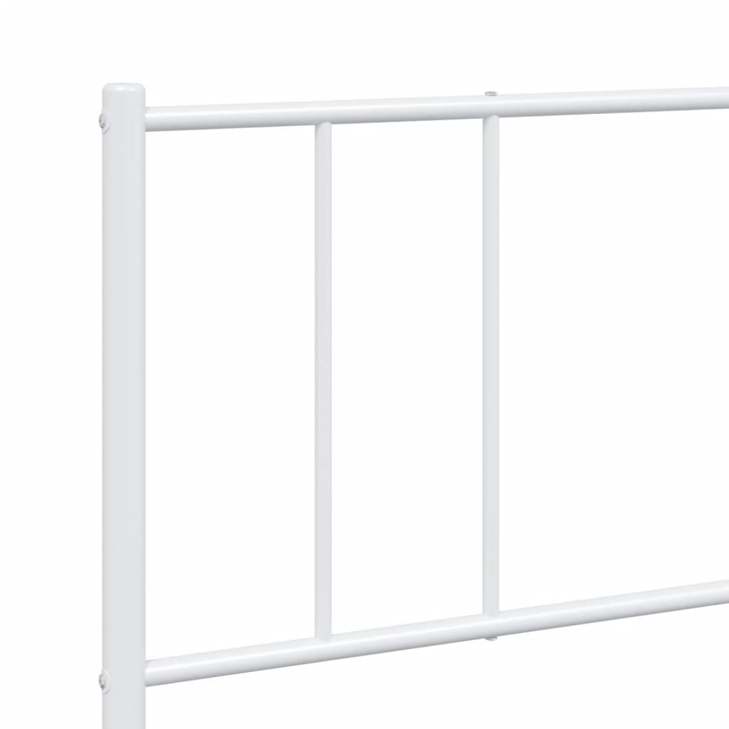 White metal twin bed frame with slatted support for mattress