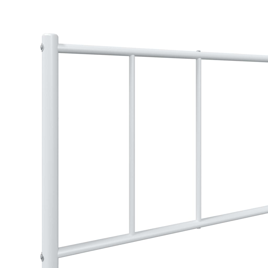 White metal twin bed frame with slatted base