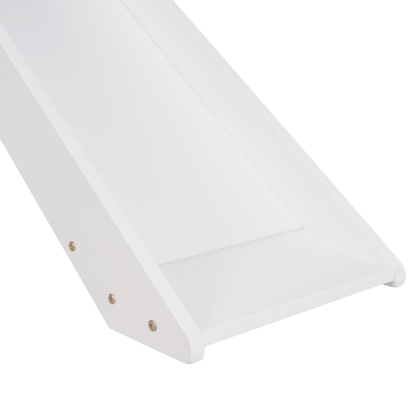 White wooden baby slide with smooth surface