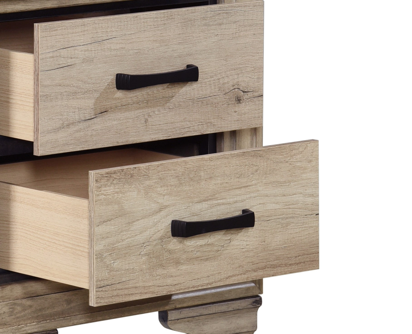 Rustic oak wood dresser with black pull handles