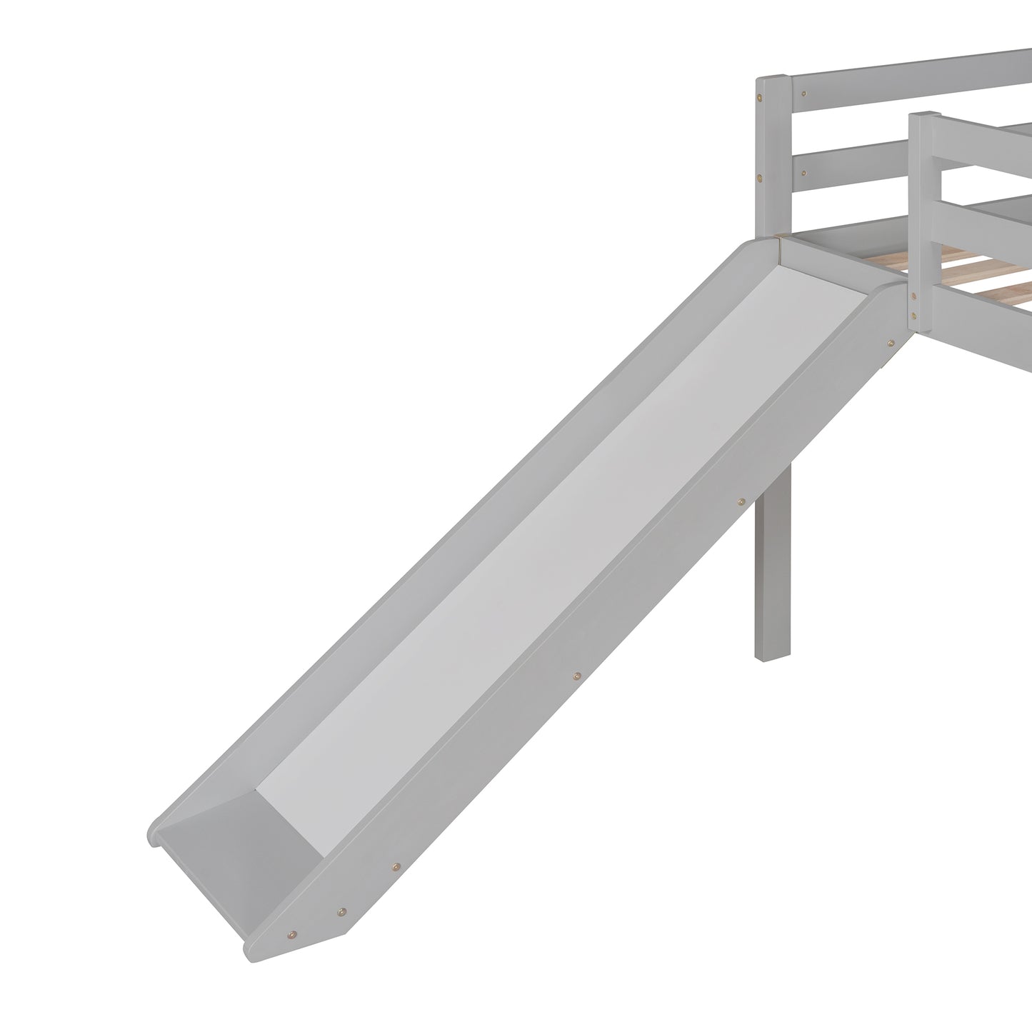 Gray wooden toddler bed slide