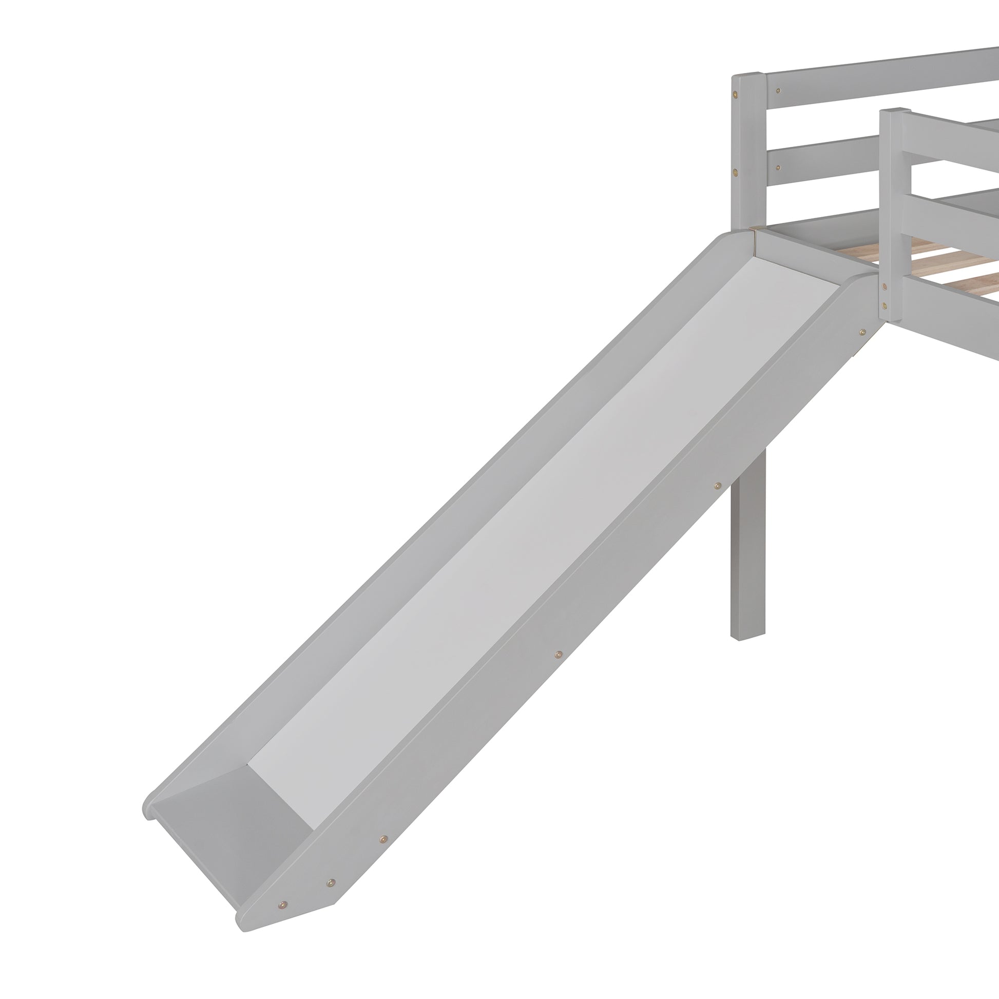 Gray wooden toddler bed slide