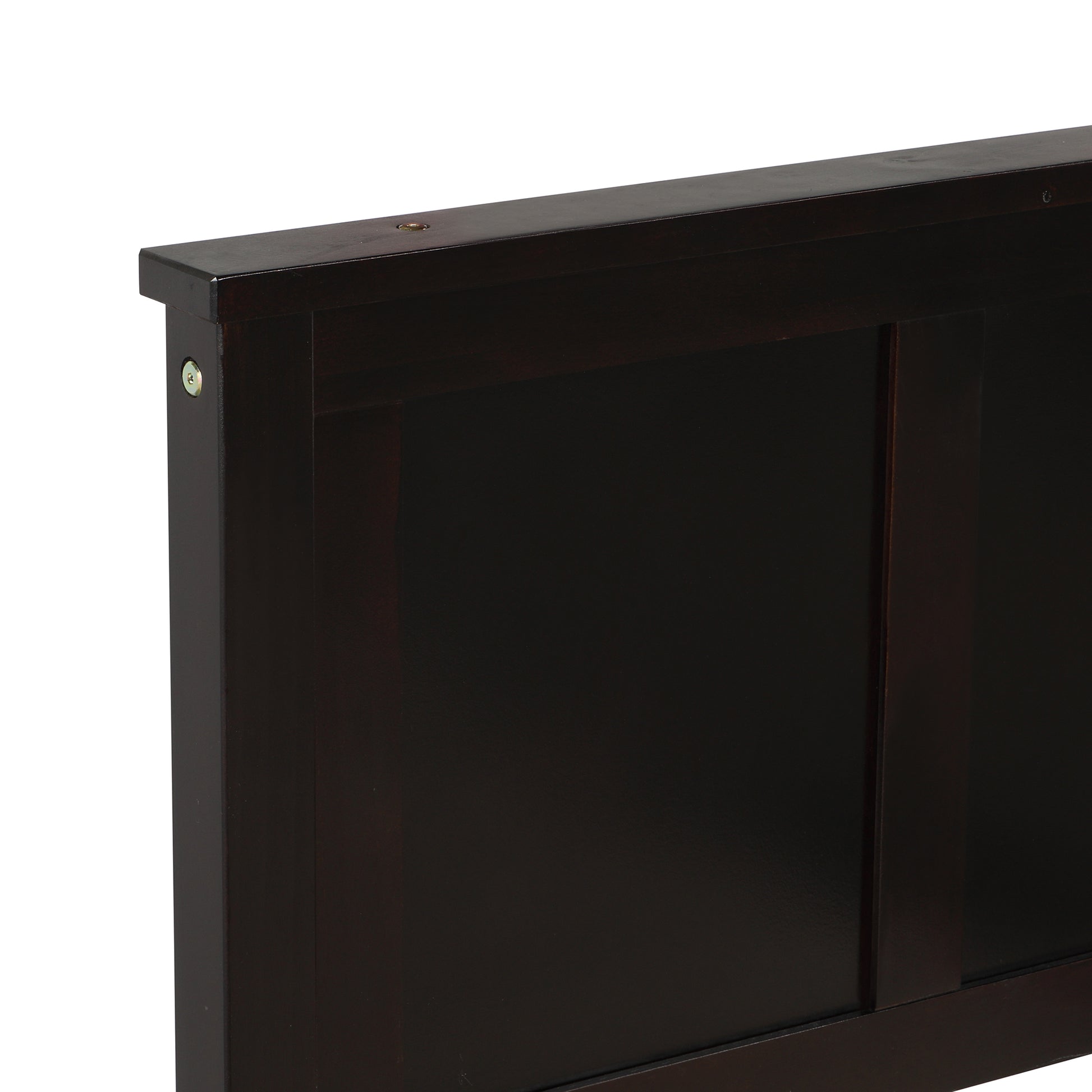 Dark brown wooden headboard panel detail