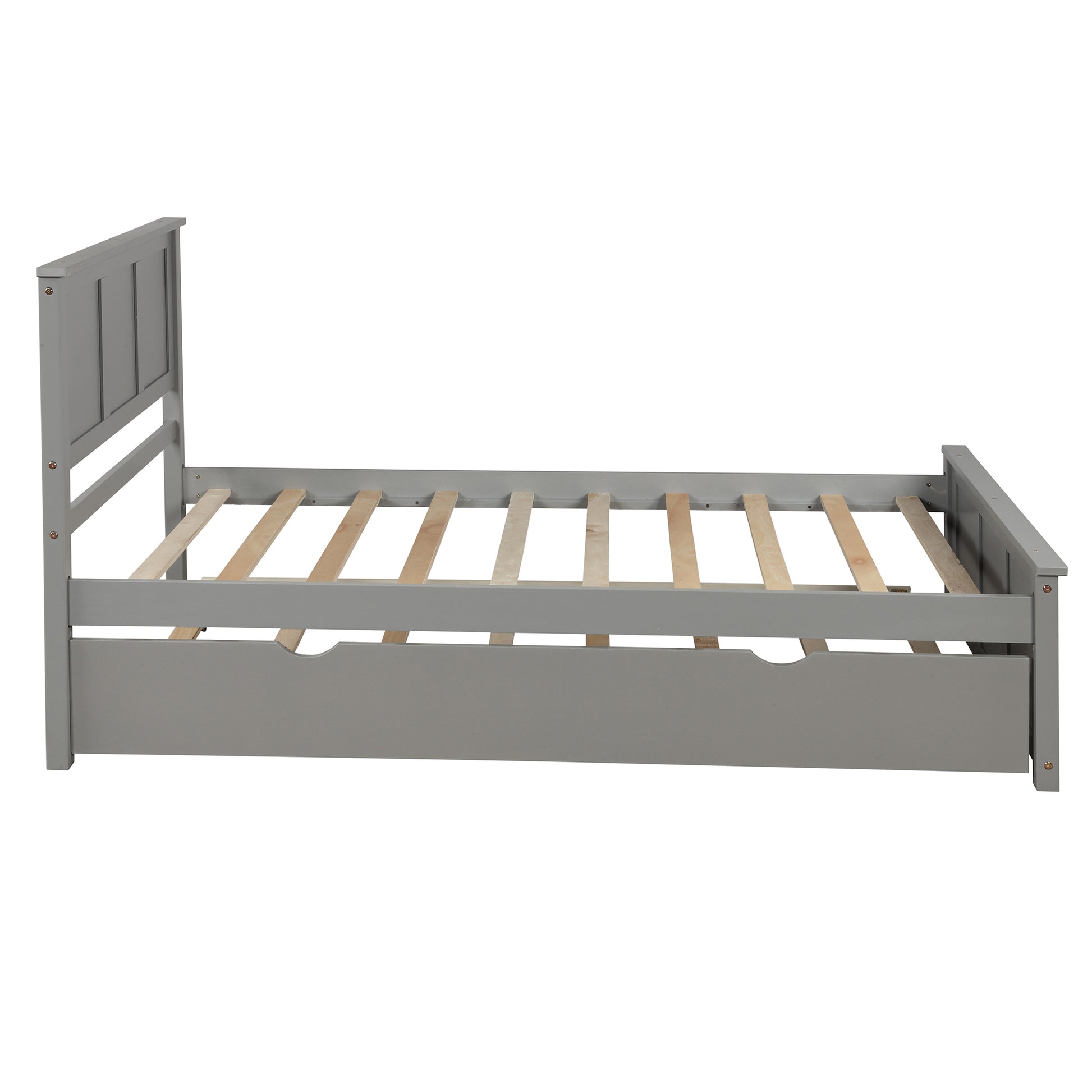 Gray wooden daybed with slatted support