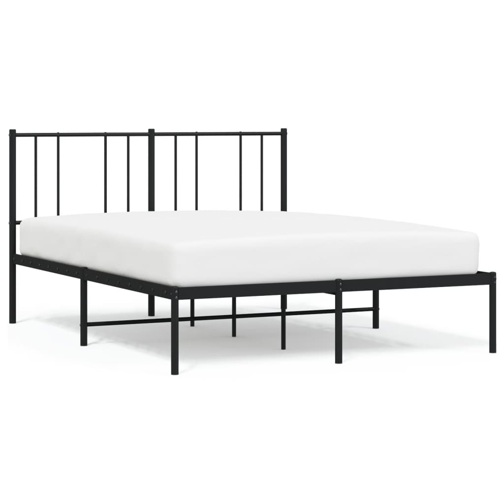 Metal bed frame with headboard and slatted base  cm width