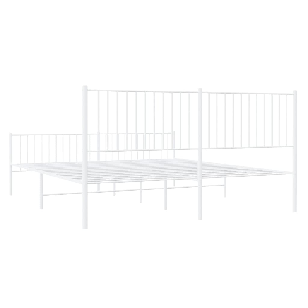 White metal twin bed frame with slatted base