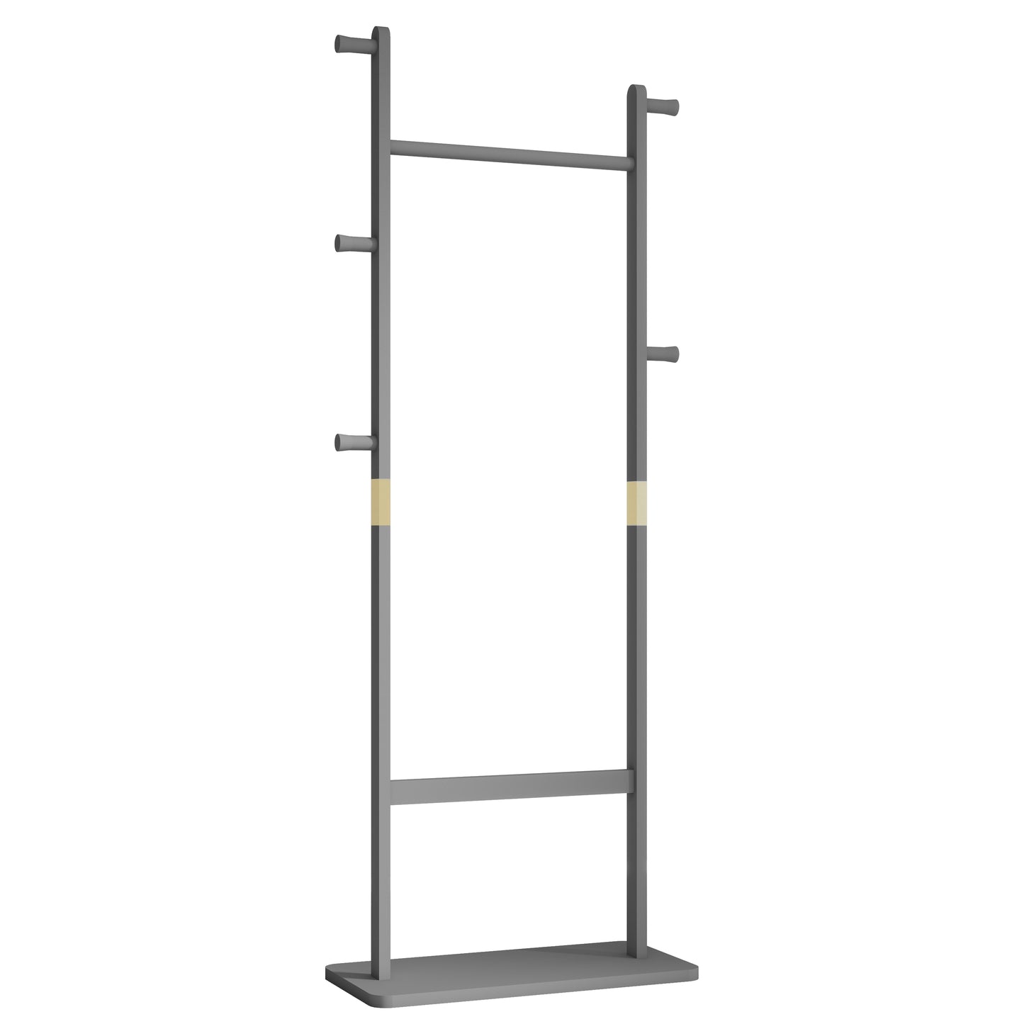 Modern gray metal coat rack with multiple hooks