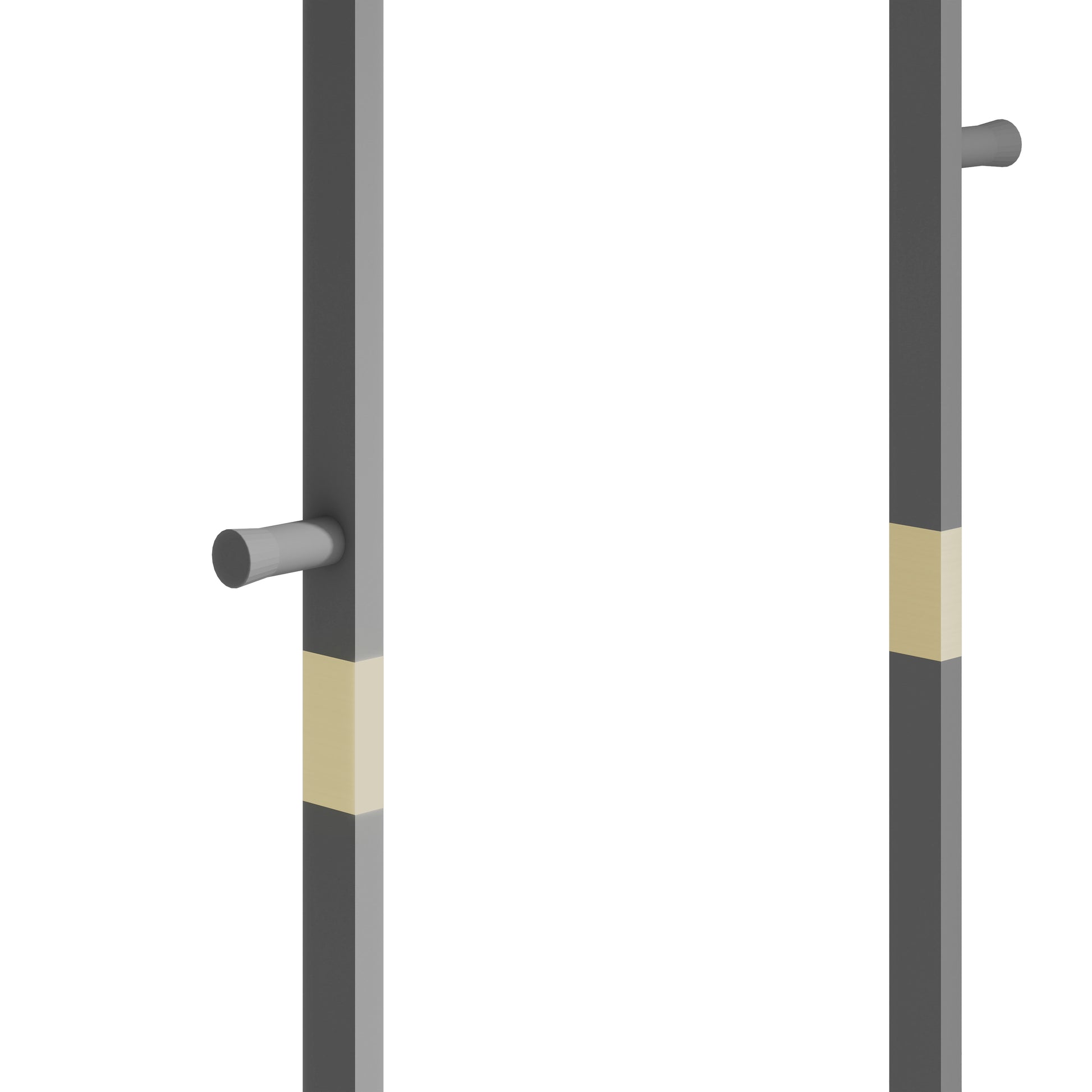 Modern dark gray cabinet pull with brushed nickel accent band