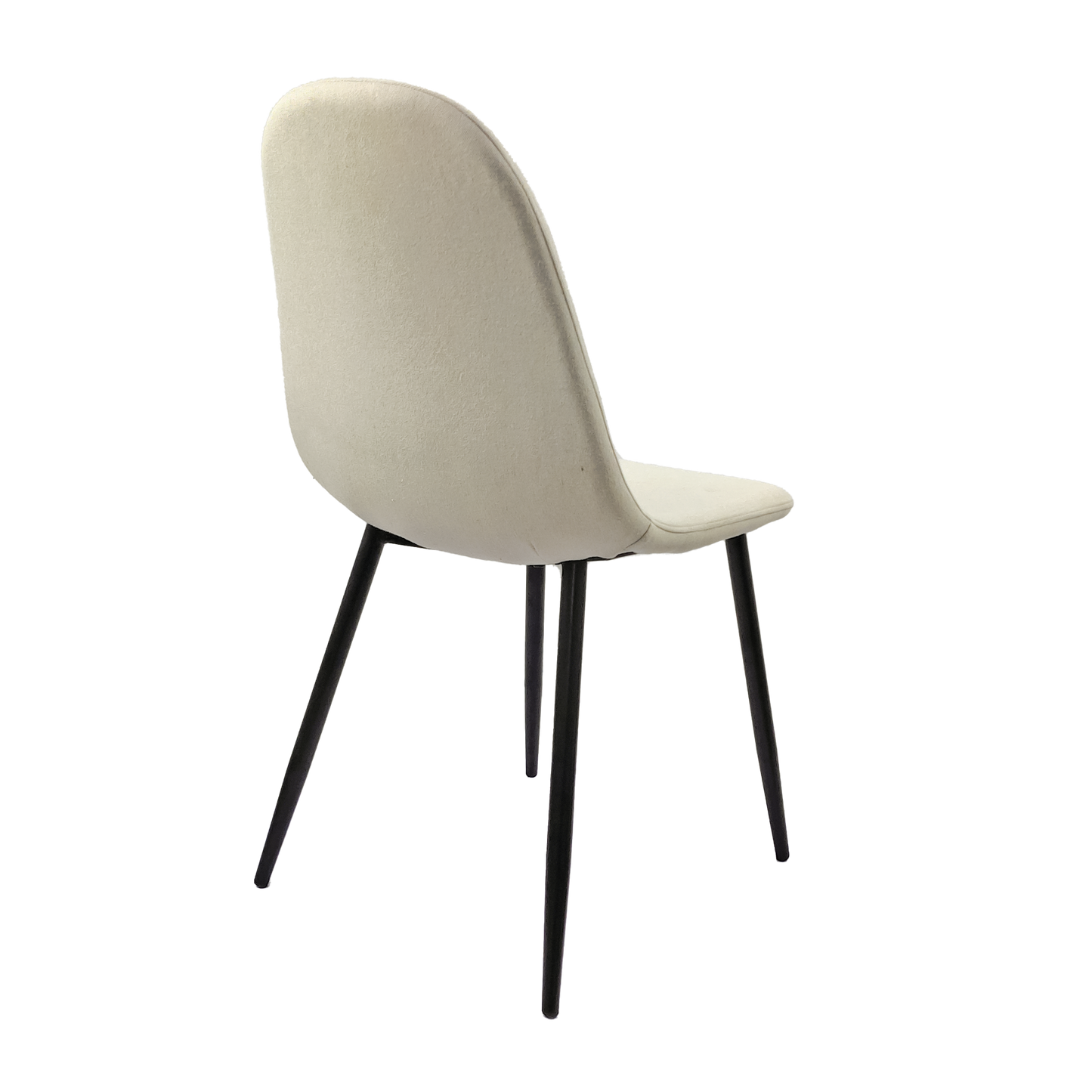 Cream upholstered dining chair with black metal legs