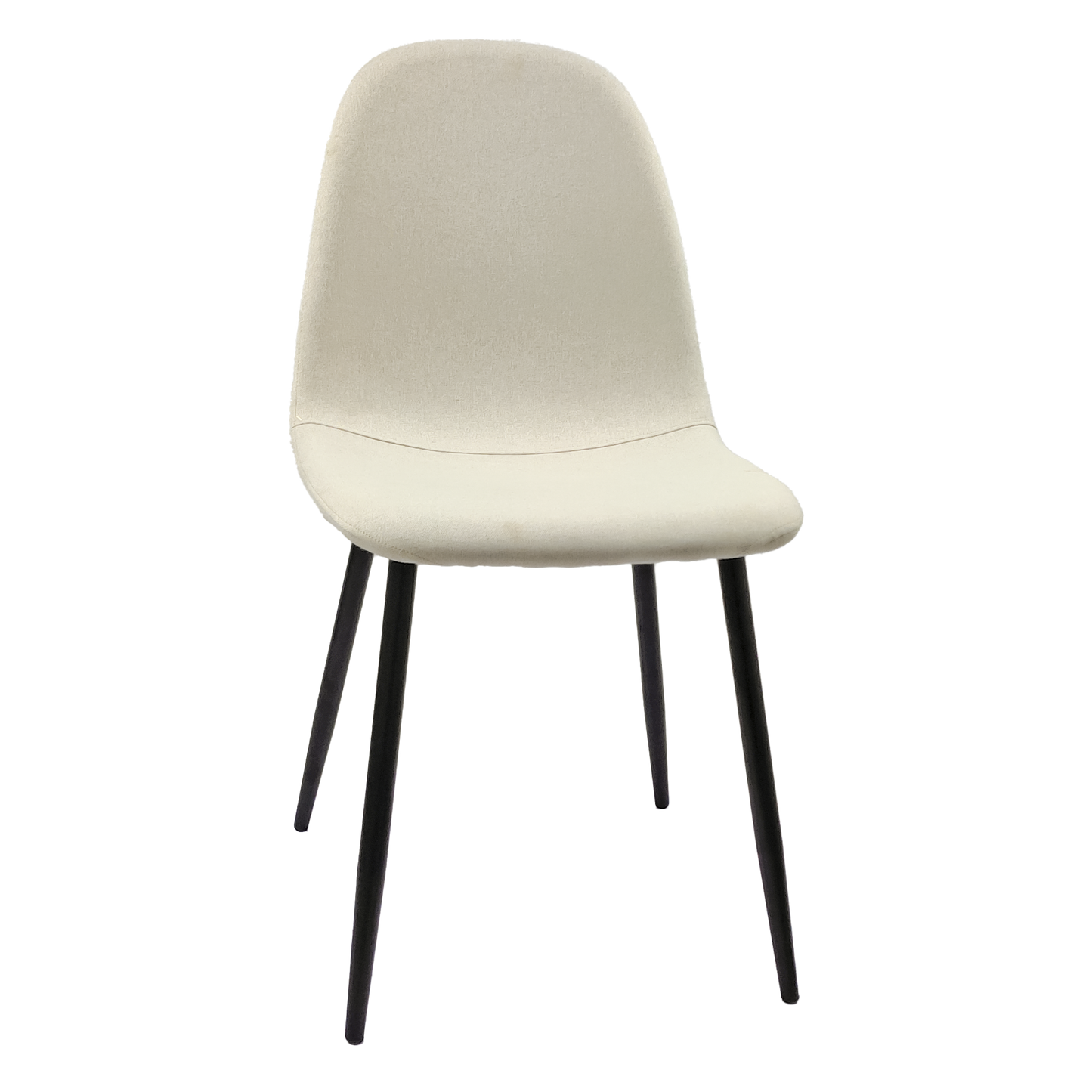 Cream fabric dining chair with black metal legs modern minimalist design