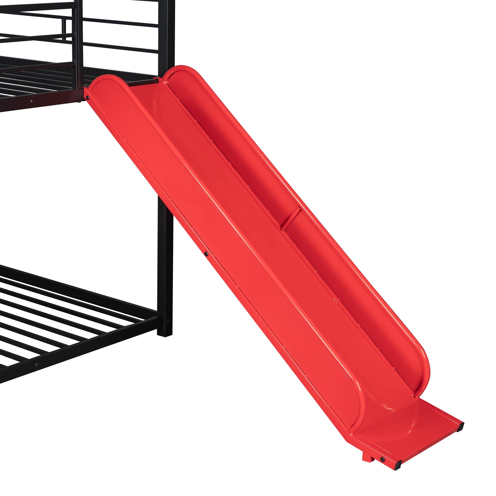 Red metal slide attachment for a bunk bed