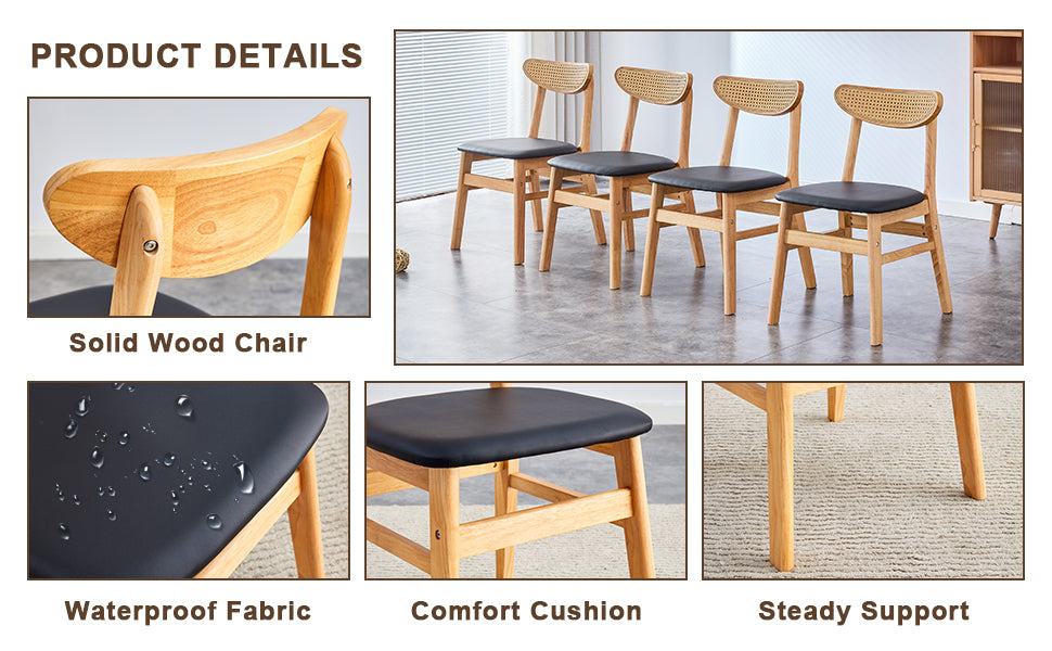 Natural wood dining chair with woven back