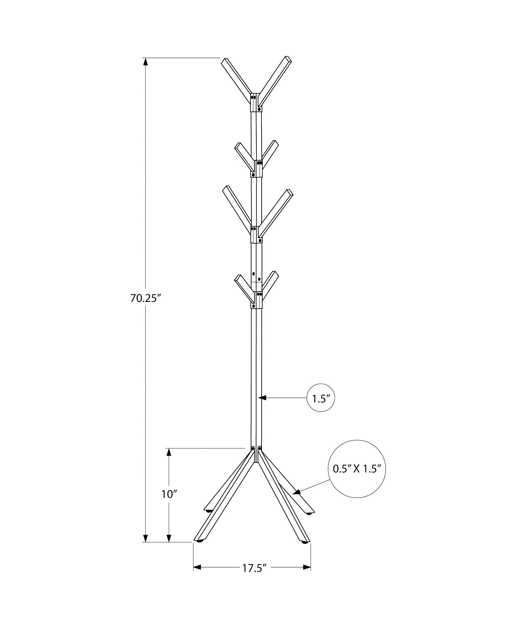 Floor coat rack with branching hooks