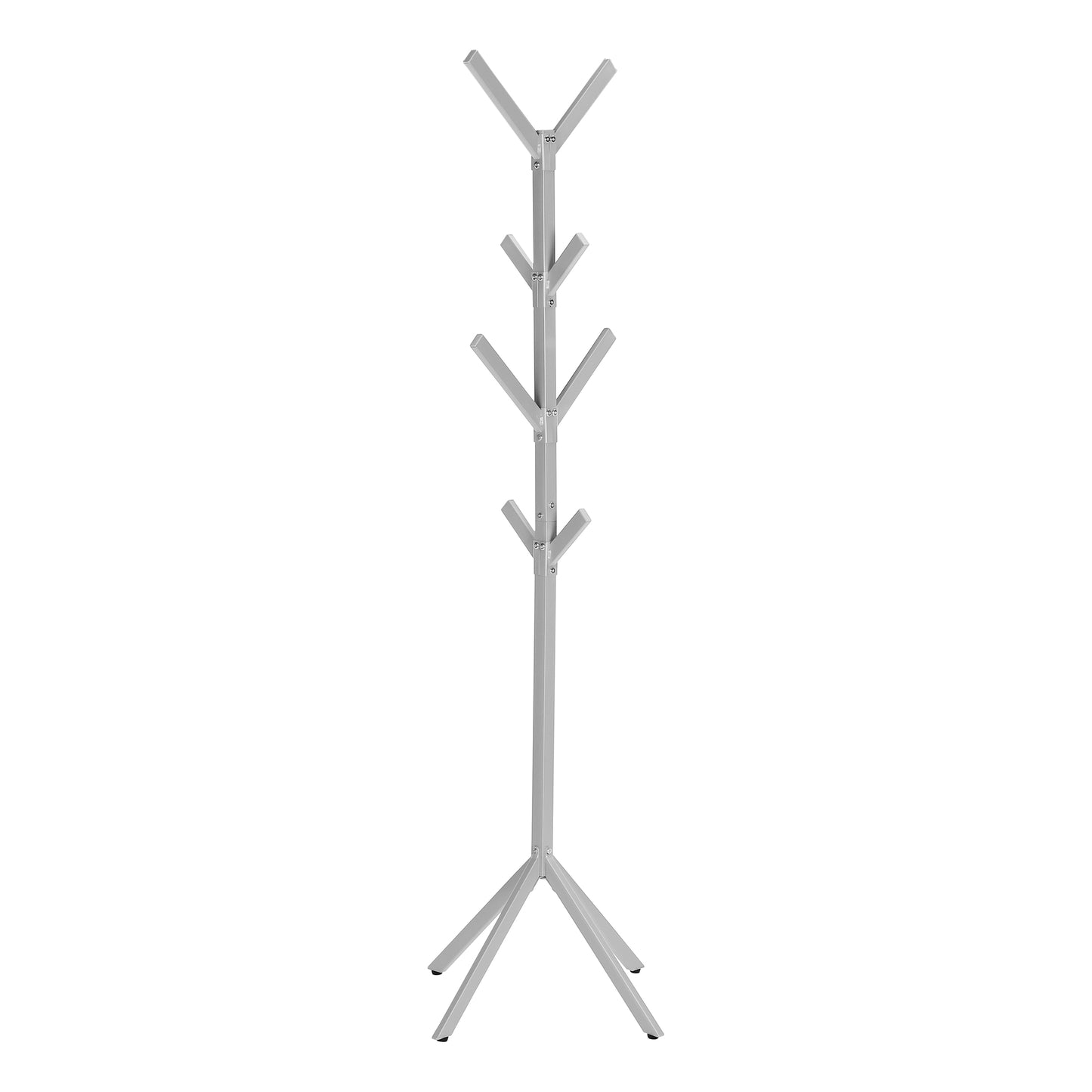 Silver metal tree coat rack with four branches