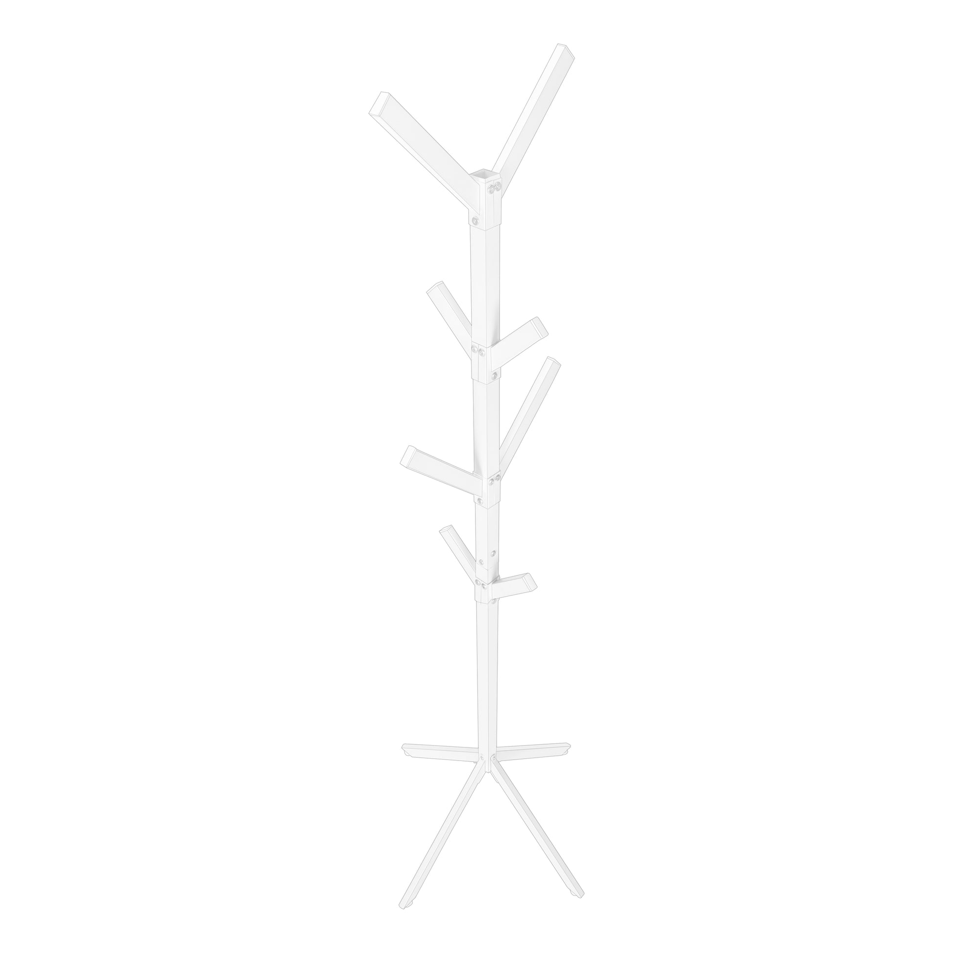 White modern coat rack with multiple hooks