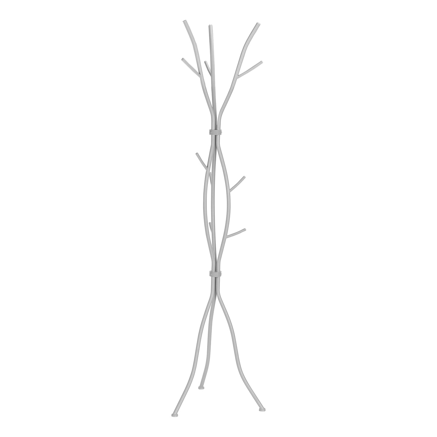 Gray metal branch coat rack with a treelike design