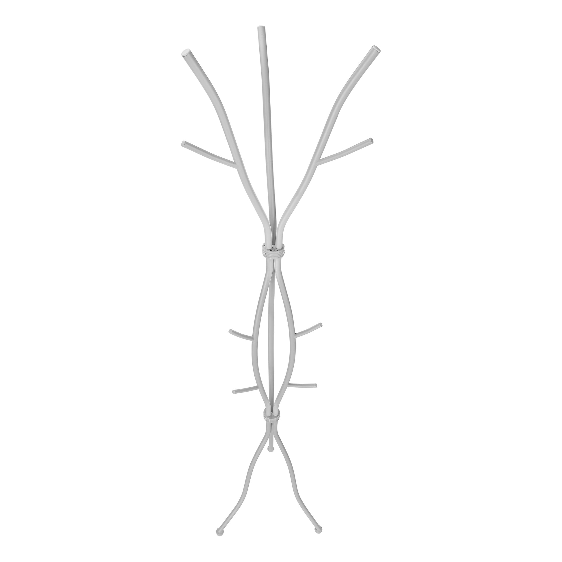 Modern grey metal coat rack with branching arms