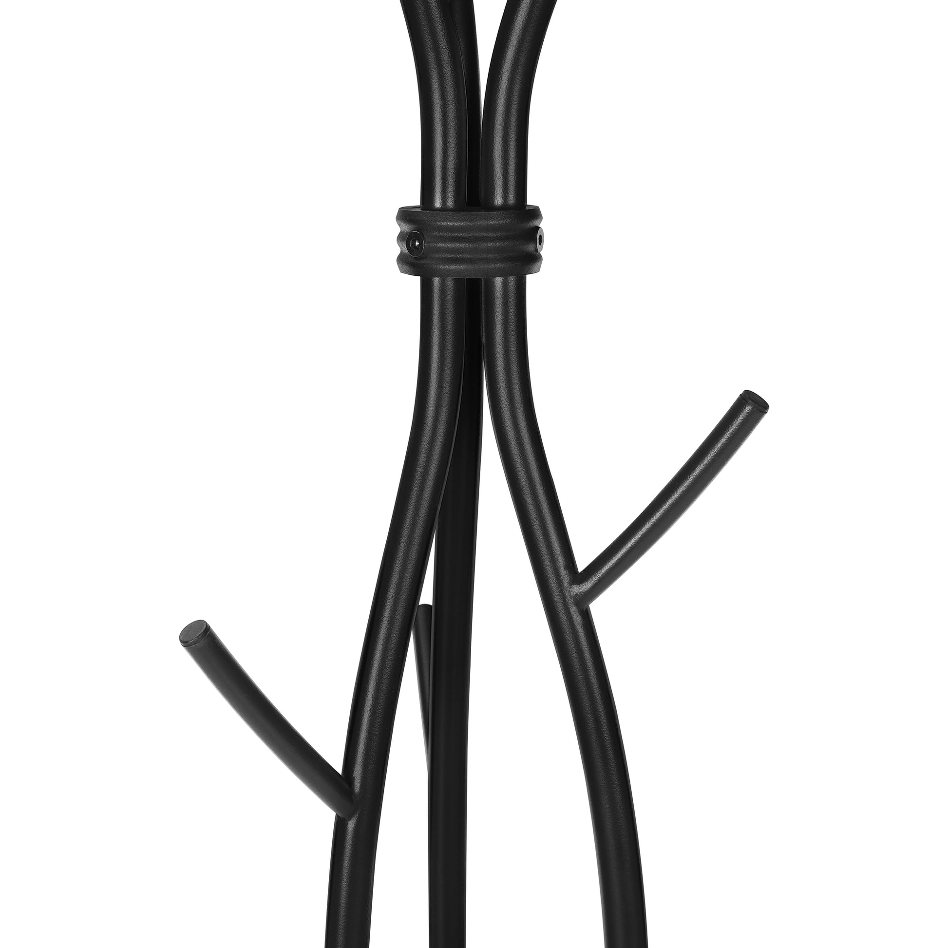 Black metal coat rack with multiple hooks
