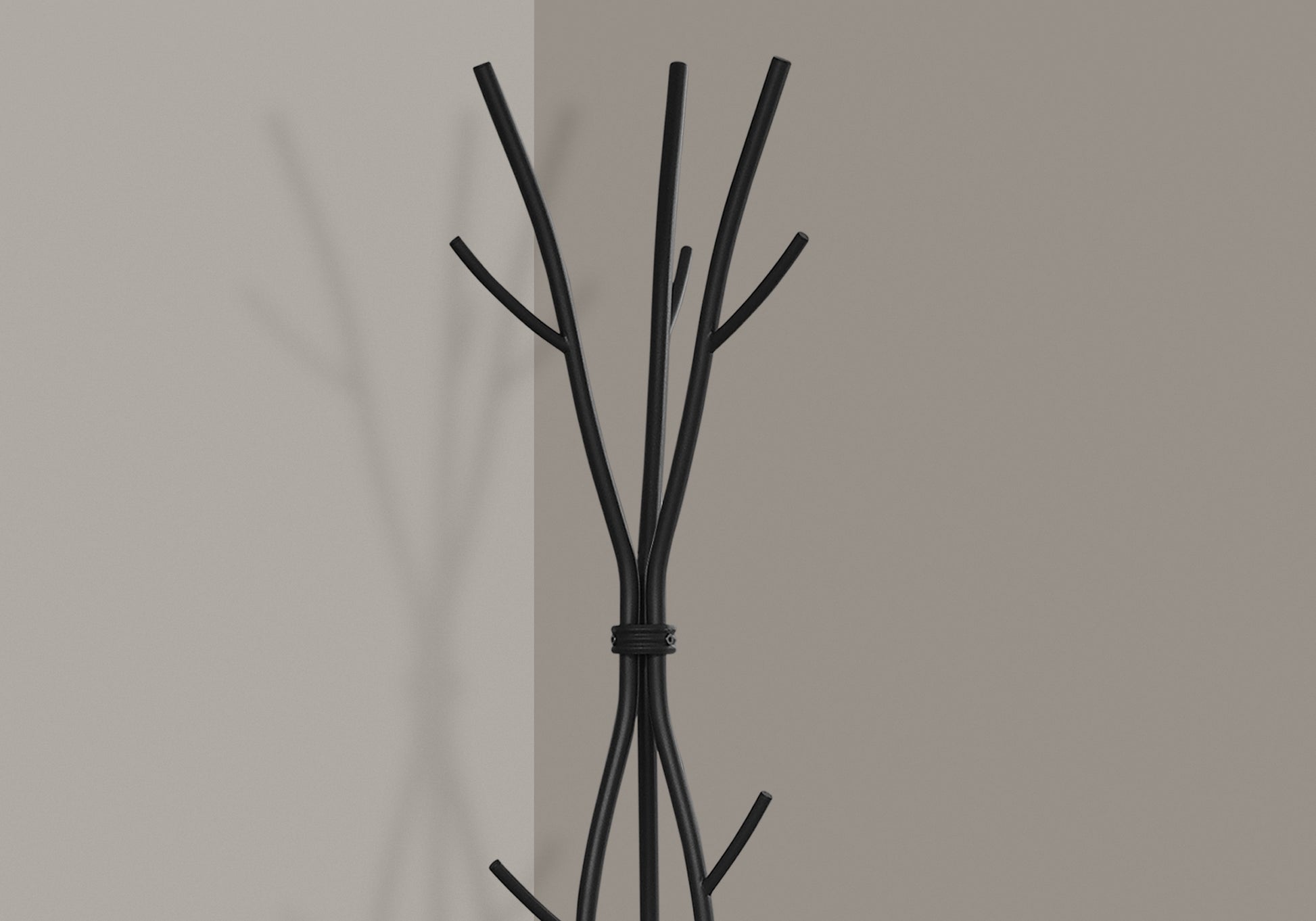 Black metal tree branch coat rack