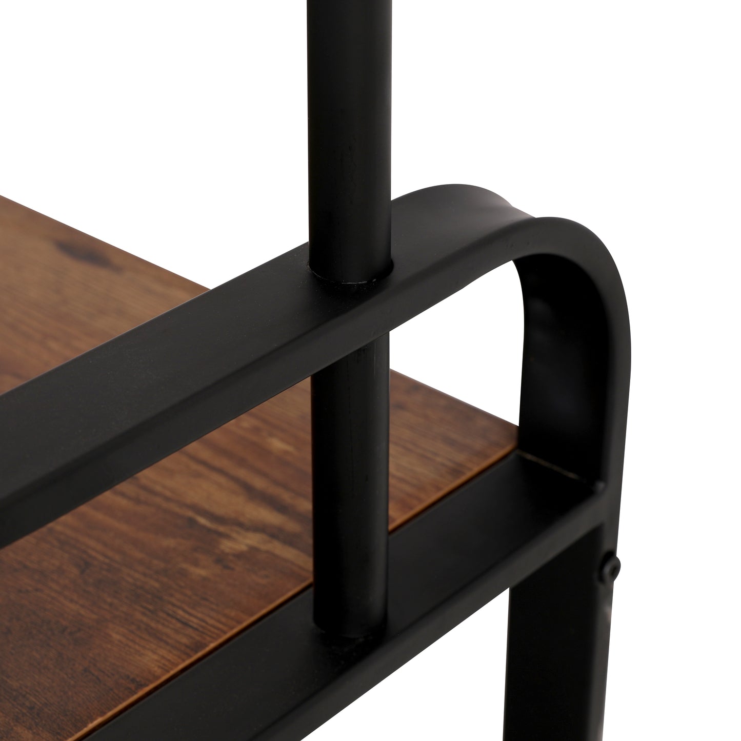 Rustic wood shelf with black metal frame