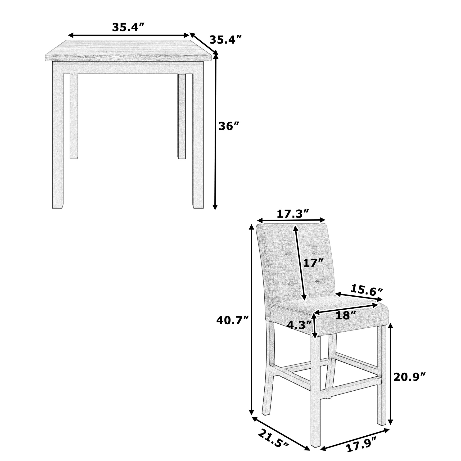 Sketch of a inch square dining table  inches high with a wooden top