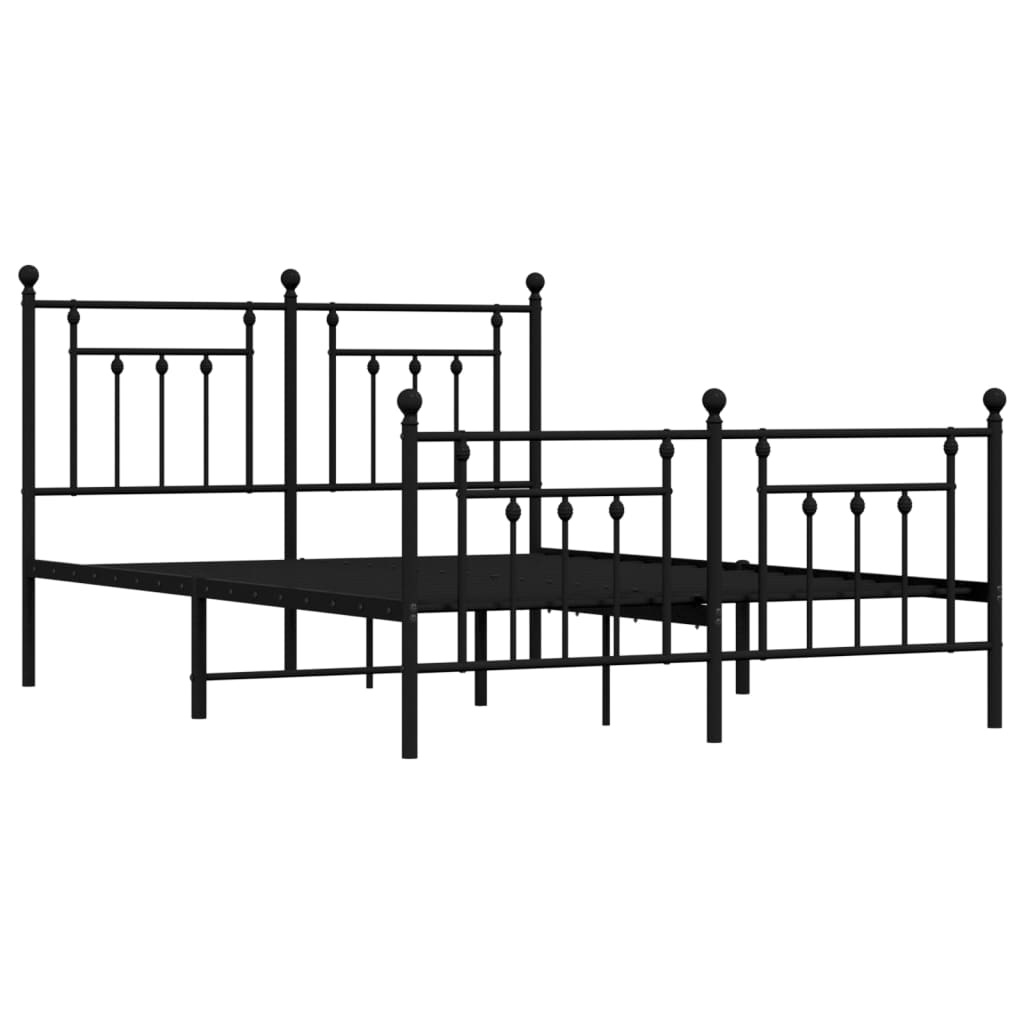 Black metal bed frame with ornate detailing and a white mattress