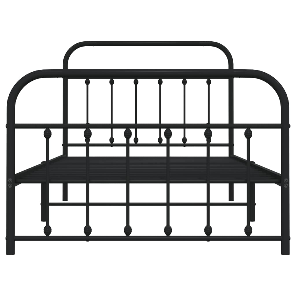 Black metal twin bed frame with mattress