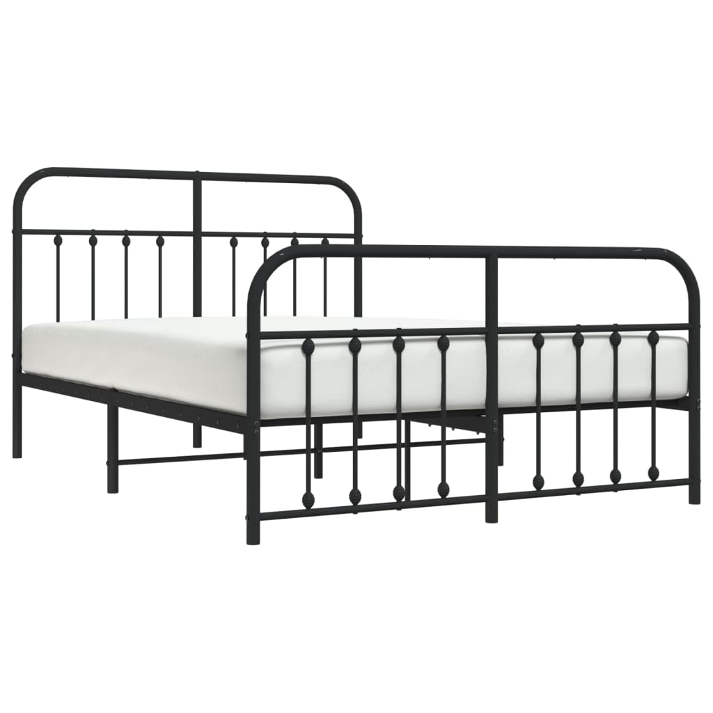 Black metal bed frame with decorative finials queen size