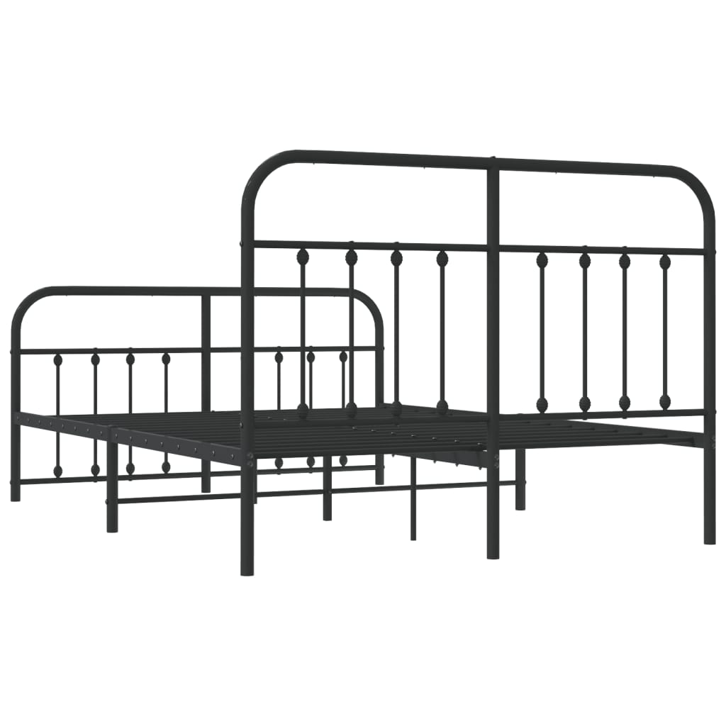 Black metal twin bed frame with curved headboard and footboard