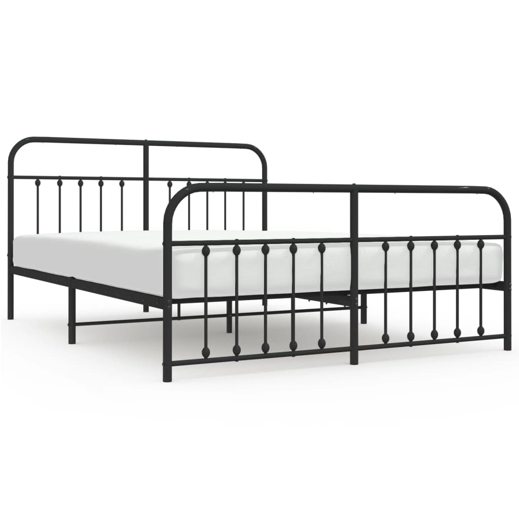 White metal bed frame with detailed dimensions for bedroom placement