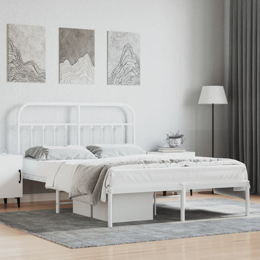 Elegant white metal twin bed frame with arched headboard and footboard