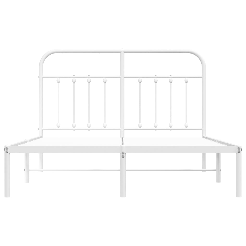 White metal twin bed frame with classic arched headboard and footboard