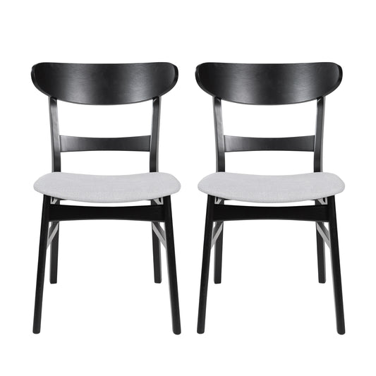 Black modern dining chair with light grey fabric seat