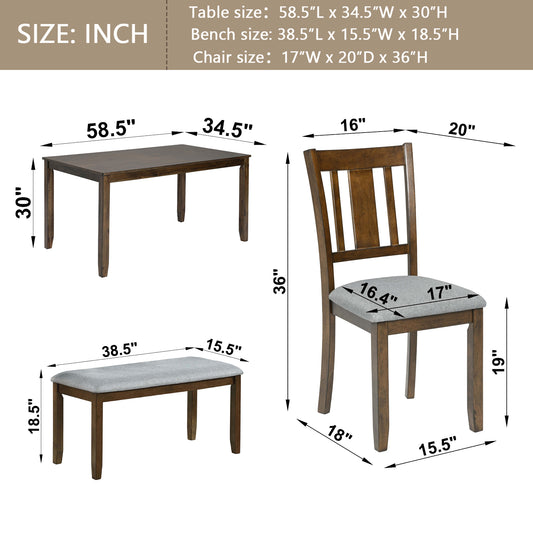 Dark wood dining table with dimensions