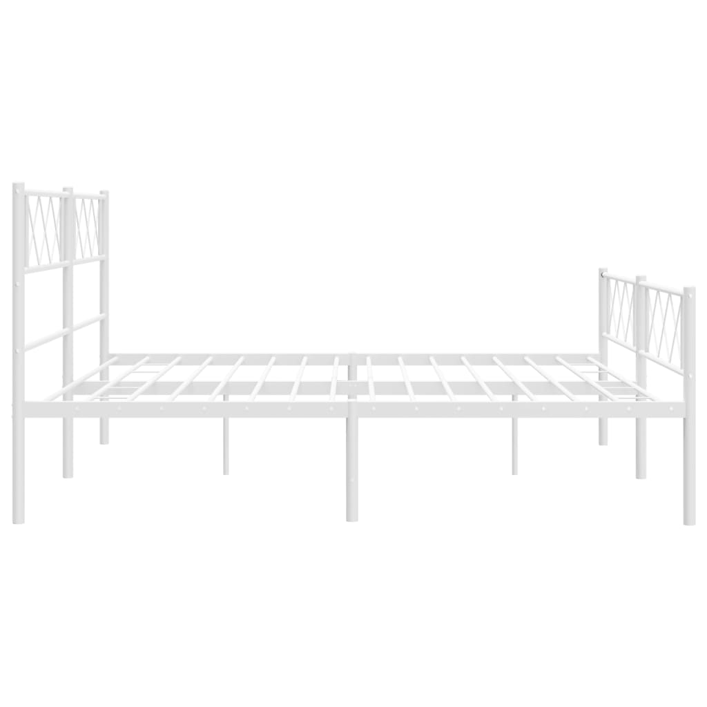 White metal bed frame with diamond pattern headboard