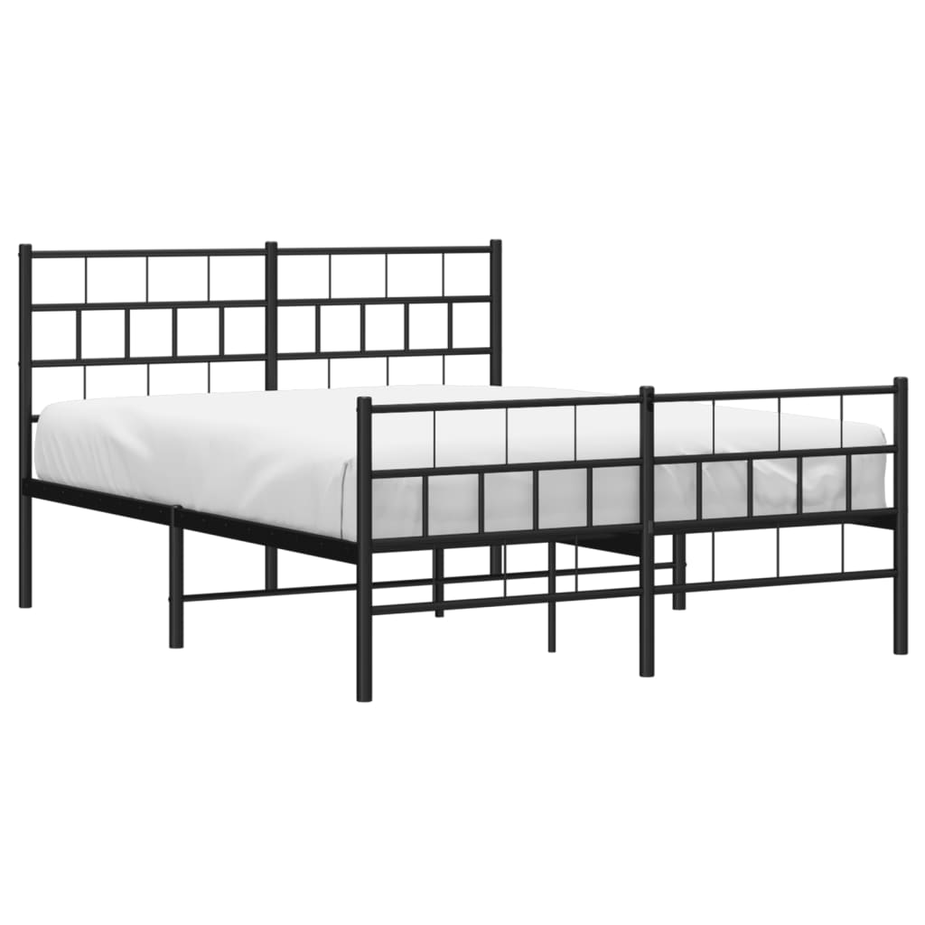 Black metal twin bed frame with openslat headboard and footboard