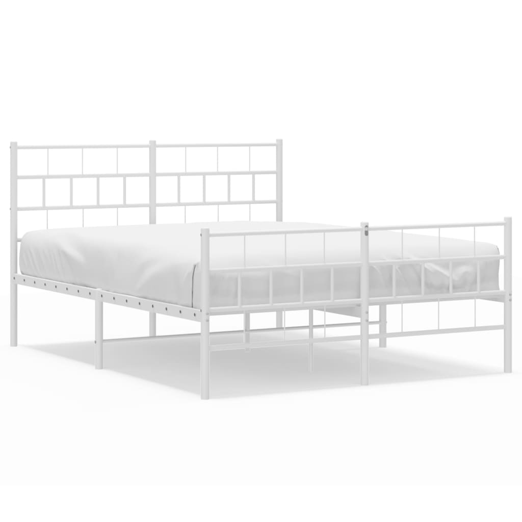 Metal bed frame with white line drawing dimensions